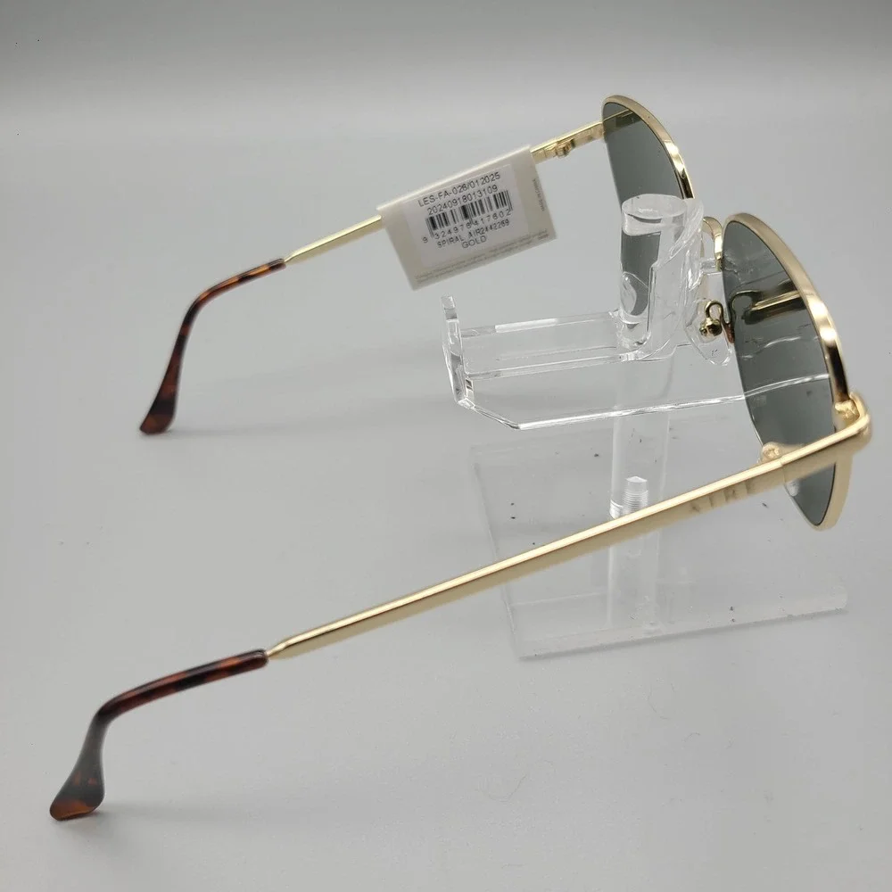 AIRE Spiral 2442269 Gold Metal Geometric Square Sunglasses Green Lens NEW